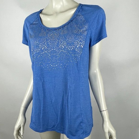 Lululemon Run Wild Short Sleeve Tech Women 10 EUC Stretch Ruffle Pocket Gum Run - Picture 3 of 11